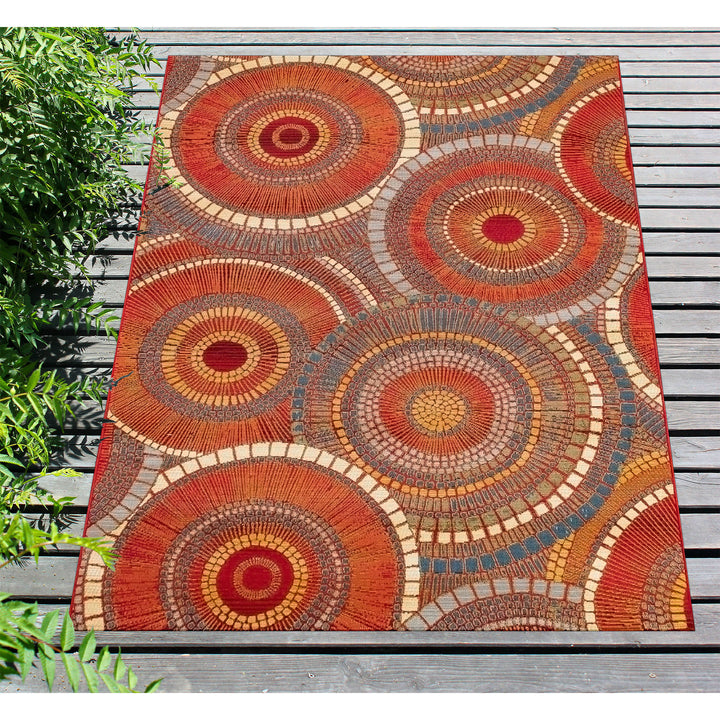 Liora Manne Marina Circles Indoor/Outdoor Rug | Saffron