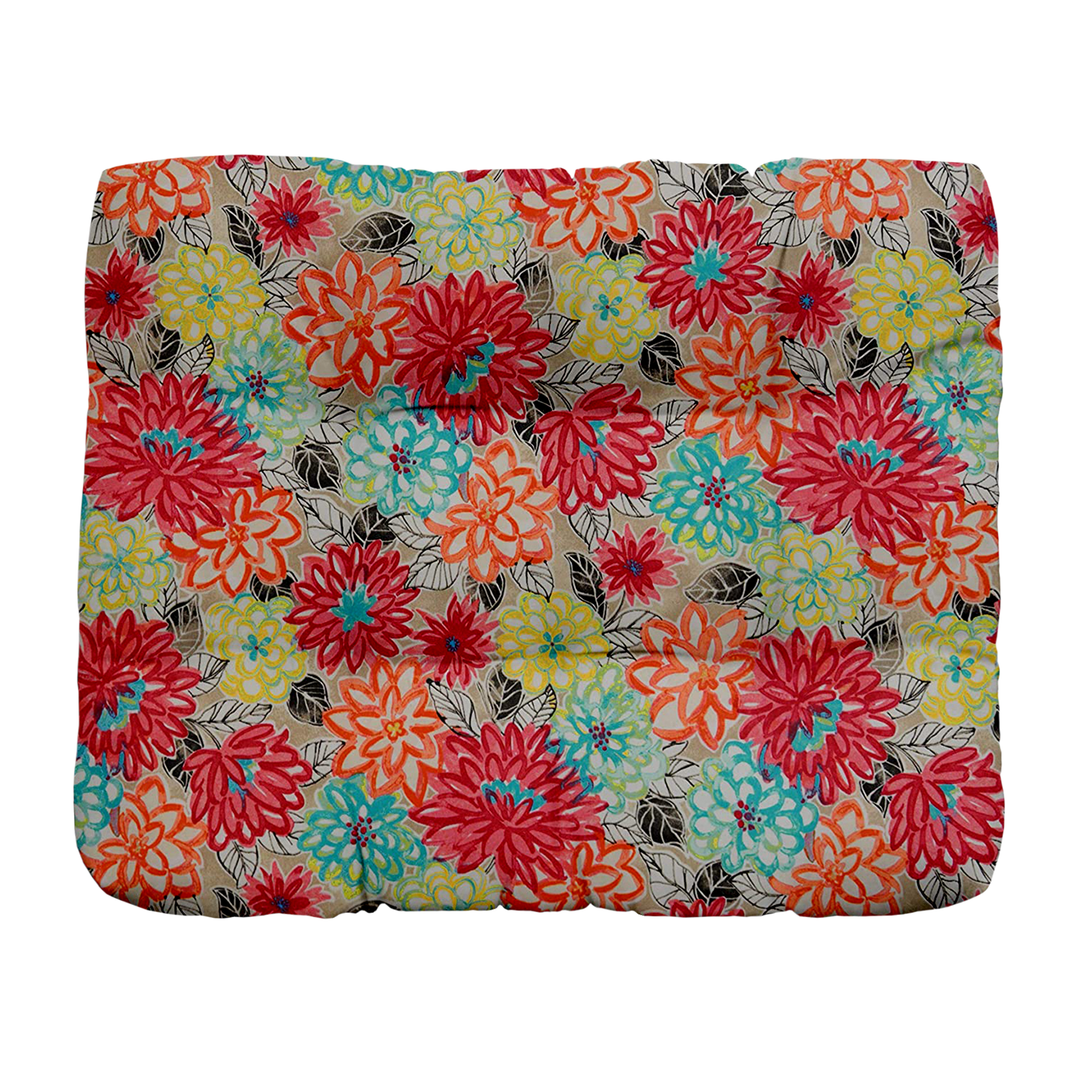 Pink Tufted Ottoman Replacement Cushion with All-Weather Polyester Spun Fabric