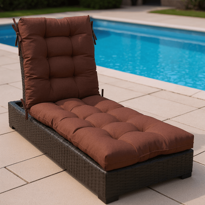 Chaise Lounge Chair Cushion | Tufted | Sunbrella Performance Fabric | Garnet & Black Collection - RSH Decor