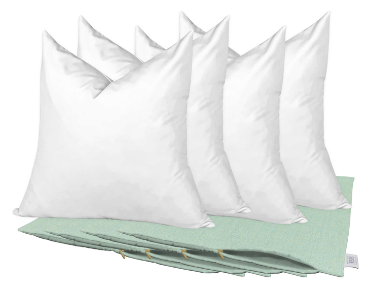 Set of 4 Square Zippered Throw Pillow Covers with Inserts | Sunbrella Solids