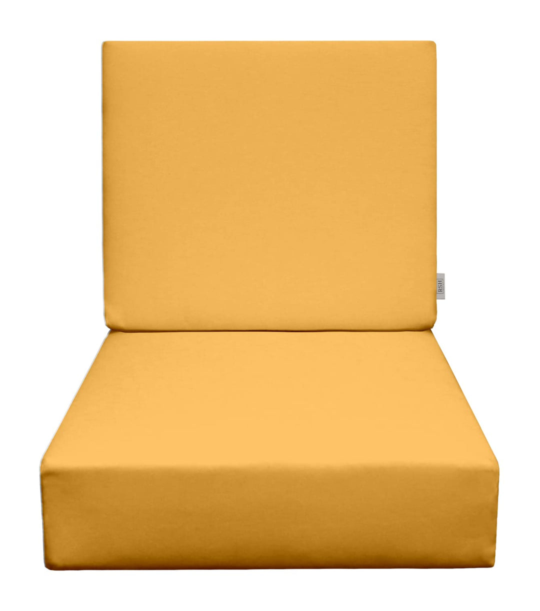 Deep Seating Foam Back Chair Cushion Set | Sunbrella Performance Fabric | Sunbrella Canvas Buttercup Yellow - RSH Decor