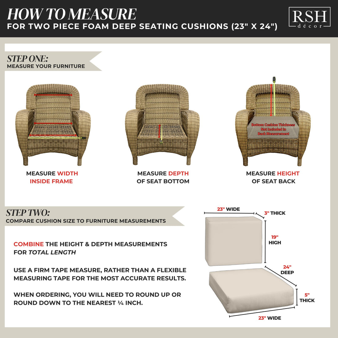 Deep Seating Foam Back Chair Cushion Set | Sunbrella Performance Fabric | Sunbrella Canvas Canvas - RSH Decor