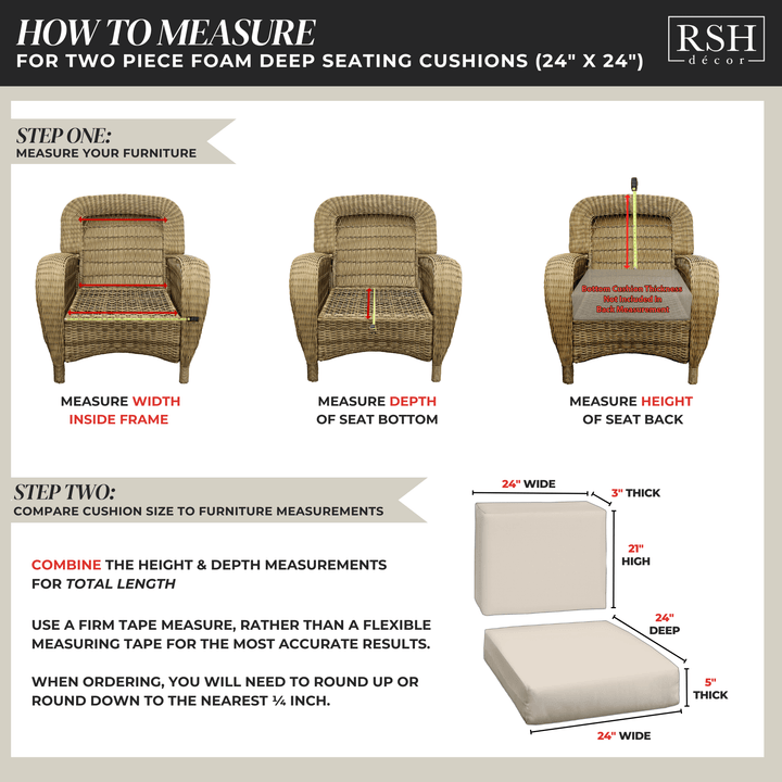 Deep Seating Foam Back Chair Cushion Set | Sunbrella Performance Fabric | Sunbrella Canvas Jockey Red - RSH Decor