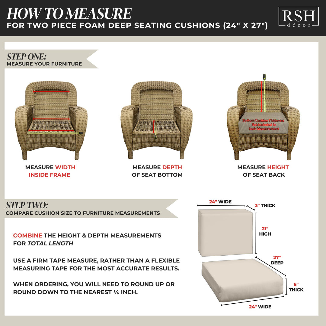 Deep Seating Foam Back Chair Cushion Set | Sunbrella Performance Fabric | Sunbrella Canvas Sunflower Yellow - RSH Decor