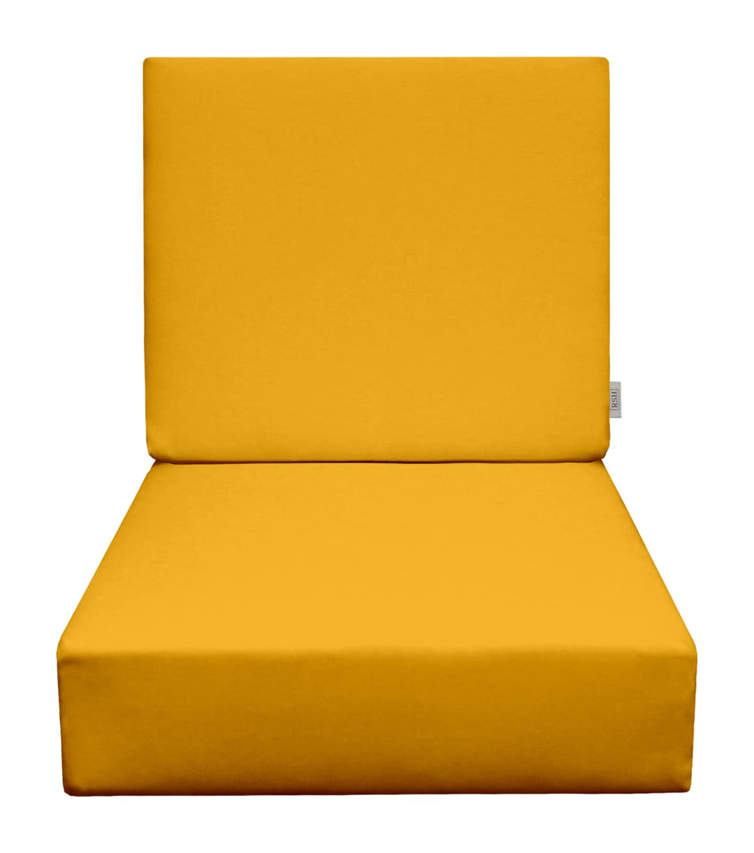 Deep Seating Foam Back Chair Cushion Set | Sunbrella Performance Fabric | Sunbrella Canvas Sunflower Yellow - RSH Decor