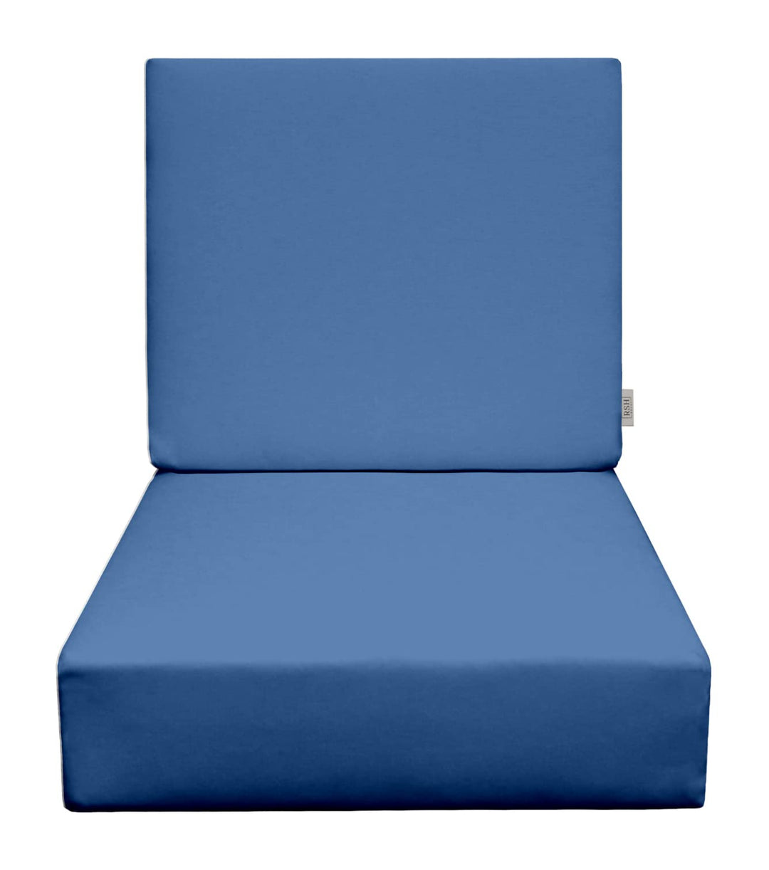 Deep Seating Foam Back Chair Cushion Set | Sunbrella Performance Fabric | Sunbrella Capri Blue - RSH Decor