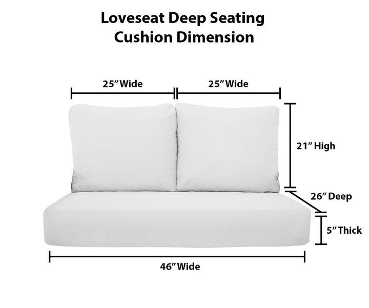 Deep Seating Loveseat Cushion Set | 46" x 26" | Sunbrella Performance Fabric | Sunbrella Brannon Whisper - RSH Decor