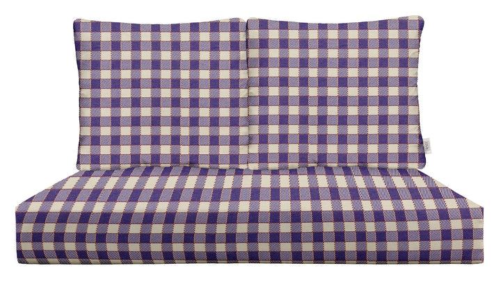 Deep Seating Loveseat Cushion Set | 46" x 26" | Sunbrella Performance Fabric | Sunbrella Encounter Purple Plaid - RSH Decor