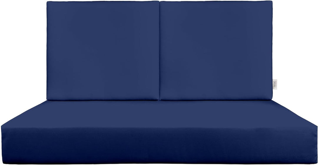 Deep Seating Loveseat Cushion Set with Foam Backs | 1 Loveseat 46” W x 26” D x 5" & 2 Foam Backs 23” W x 21” H x 3" | Navy | SUMMER FLASH SALE - RSH Decor