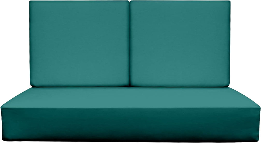 Deep Seating Loveseat Cushion Set with Foam Backs | 1 Loveseat 46” W x 26” D x 5" & 2 Foam Backs 23” W x 21” H x 3" | Peacock | SUMMER FLASH SALE - RSH Decor
