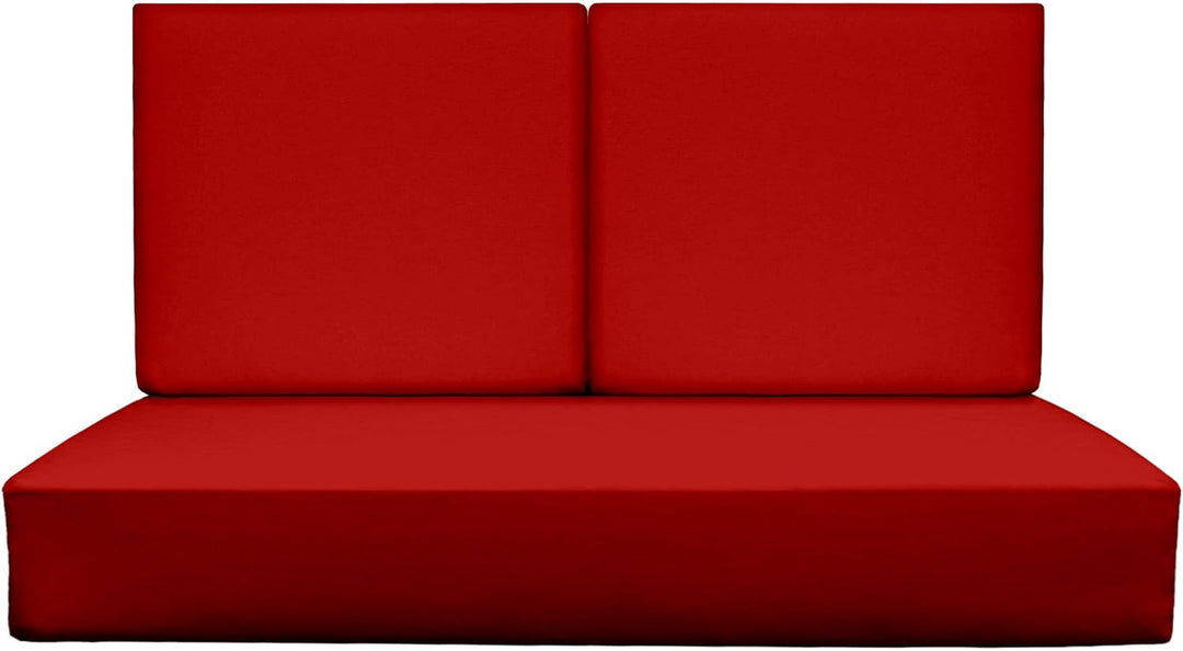 Deep Seating Loveseat Cushion Set with Foam Backs | 1 Loveseat 46” W x 26” D x 5" & 2 Foam Backs 23” W x 21” H x 3" | Red | SUMMER FLASH SALE - RSH Decor