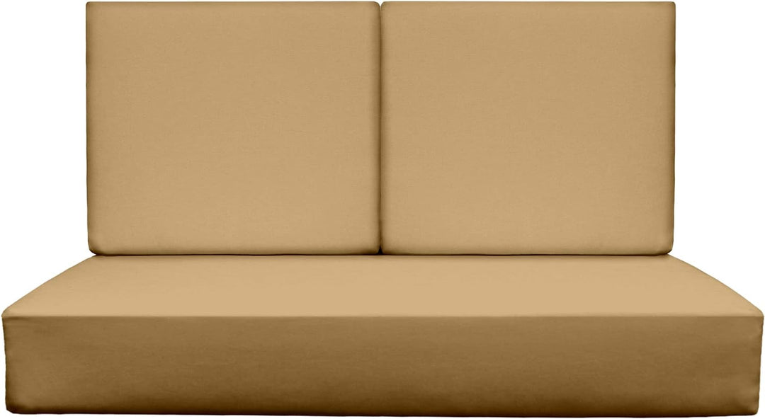 Deep Seating Loveseat Cushion Set with Foam Backs | 1 Loveseat 46” W x 26” D x 5" & 2 Foam Backs 23” W x 21” H x 3" | Tan | SUMMER FLASH SALE - RSH Decor