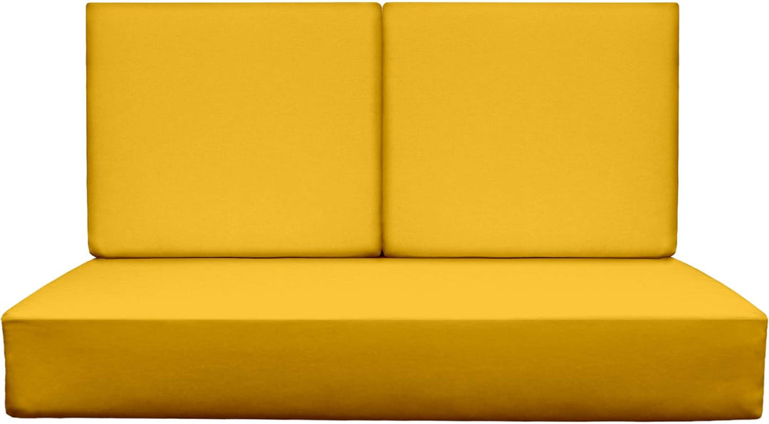 Deep Seating Loveseat Cushion Set with Foam Backs | 1 Loveseat 46” W x 26” D x 5" & 2 Foam Backs 23” W x 21” H x 3" | Yellow | SUMMER FLASH SALE - RSH Decor