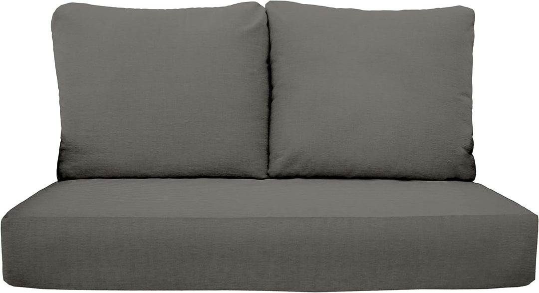 Deep Seating Loveseat Cushion Set with Pillow Backs | 1 Loveseat Cushion 46”W x 24”D x 5" & 2 Pillow Backs 25”W x 21”H | Grey | SUMMER FLASH SALE - RSH Decor