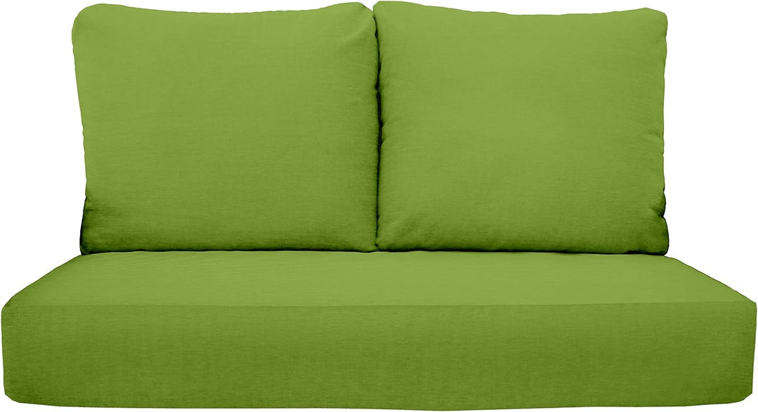 Deep Seating Loveseat Cushion Set with Pillow Backs | 1 Loveseat Cushion 46”W x 24”D x 5" & 2 Pillow Backs 25”W x 21”H | Kiwi Green | SUMMER FLASH SALE - RSH Decor