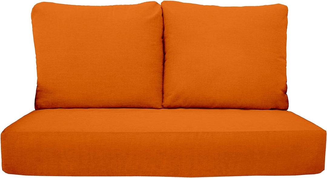 Deep Seating Loveseat Cushion Set with Pillow Backs | 1 Loveseat Cushion 46”W x 24”D x 5" & 2 Pillow Backs 25”W x 21”H | Orange | SUMMER FLASH SALE - RSH Decor