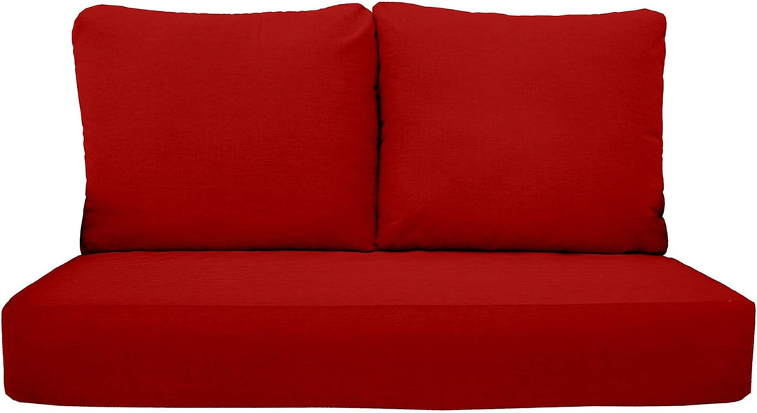 Deep Seating Loveseat Cushion Set with Pillow Backs | 1 Loveseat Cushion 46”W x 24”D x 5" & 2 Pillow Backs 25”W x 21”H | Red | SUMMER FLASH SALE - RSH Decor