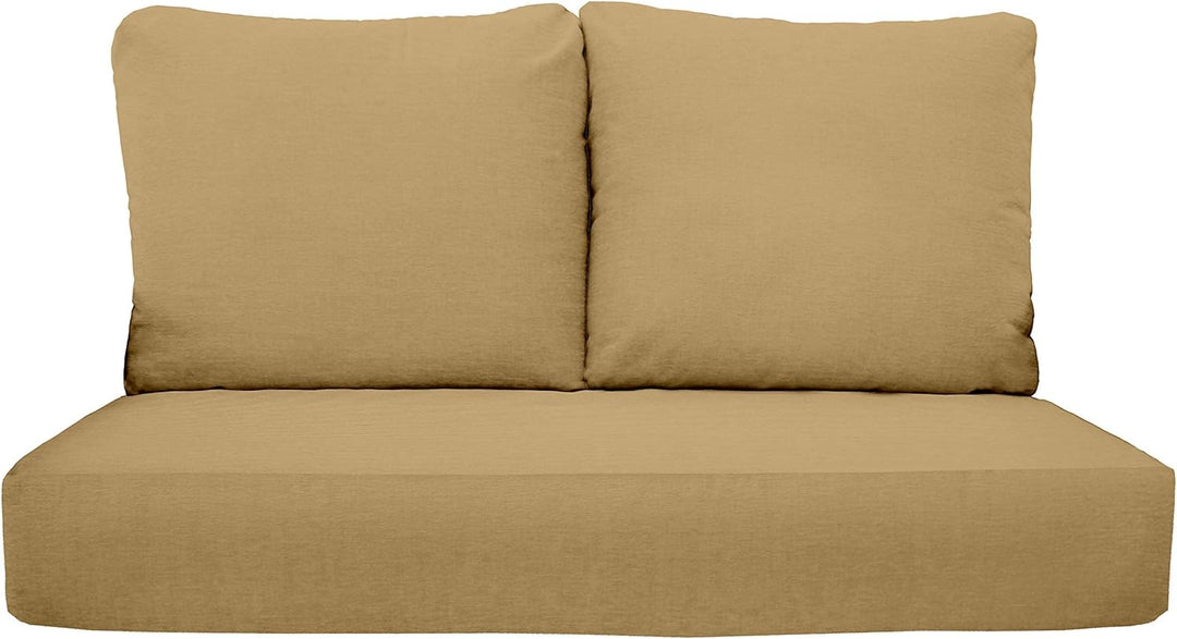 Deep Seating Loveseat Cushion Set with Pillow Backs | 1 Loveseat Cushion 46”W x 24”D x 5" & 2 Pillow Backs 25”W x 21”H | Tan | SUMMER FLASH SALE - RSH Decor