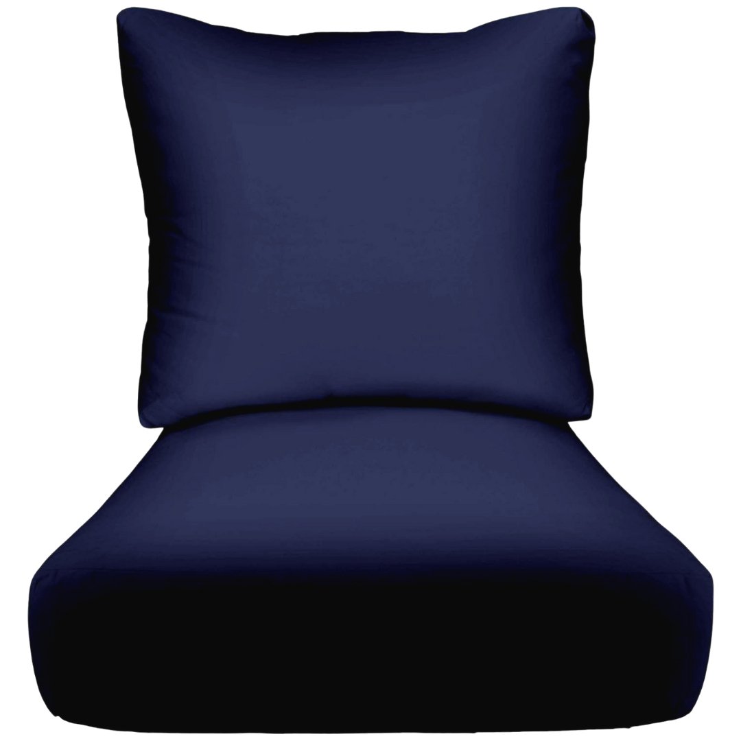 Deep Seating Pillow Back Chair Cushion Set | Seat 24” W x 27” D & Back 25” W x 21” H | Navy | SUMMER FLASH SALE - RSH Decor