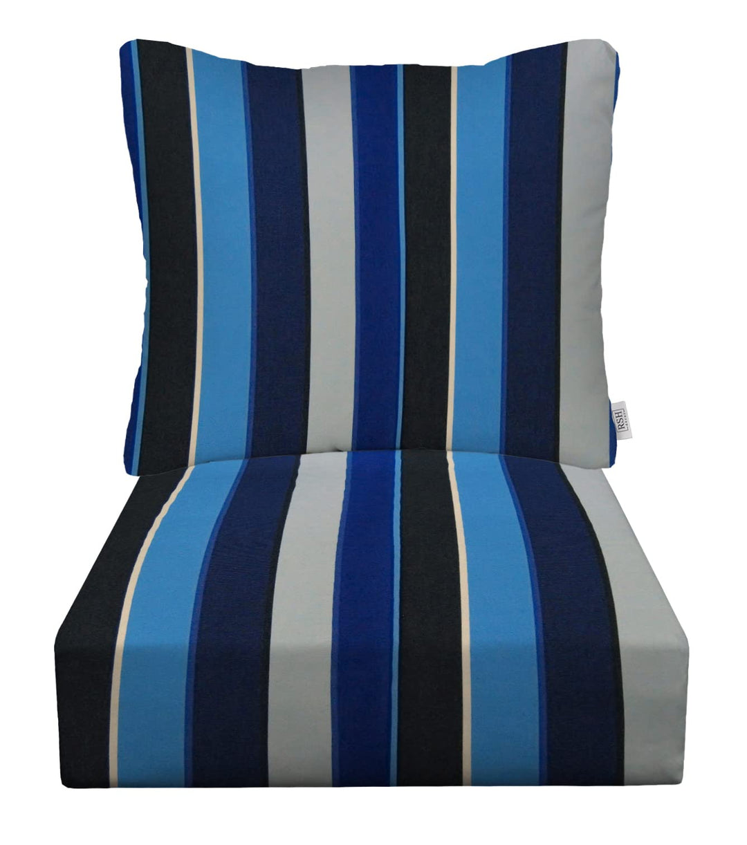 Deep Seating Pillow Back Chair Cushion Set | Sunbrella Performance Fabric | Sunbrella Milano Cobalt - RSH Decor