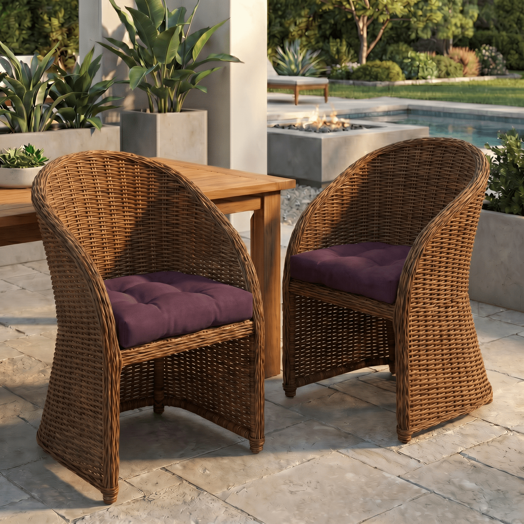 Designer Select Solids Tufted U - Shape Wicker Seat Cushion - RSH Decor