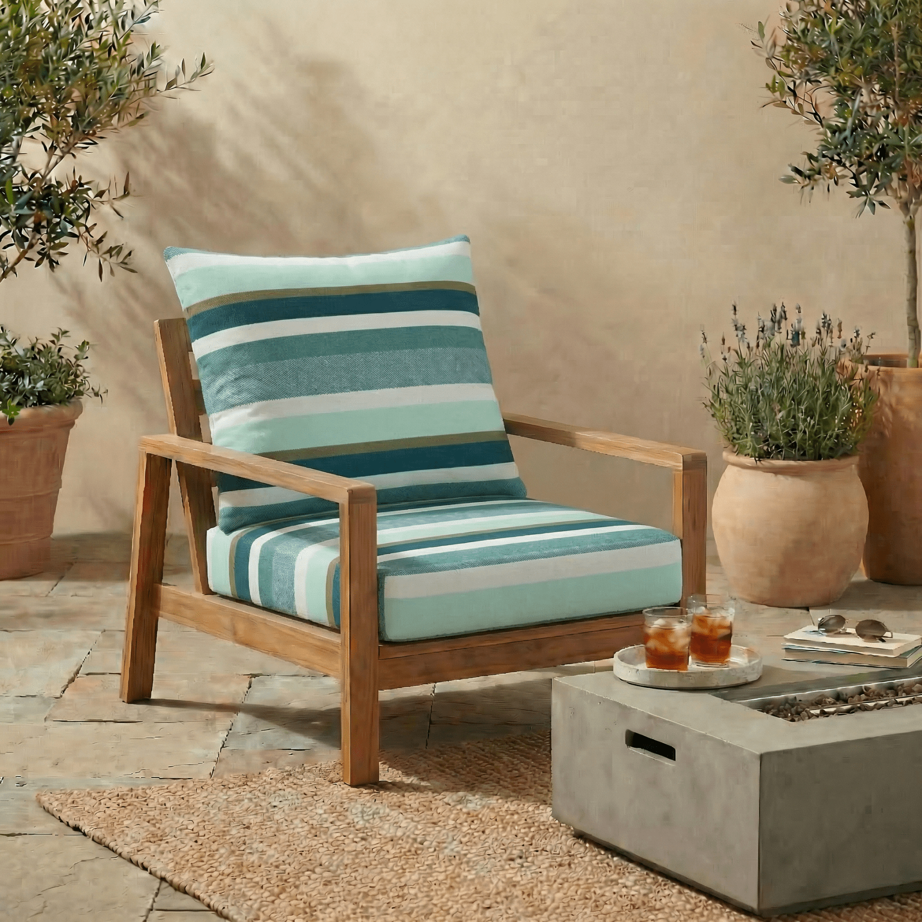 Designer Select Stripes Deep Seating Pillow Back Chair Cushion Set - RSH Decor