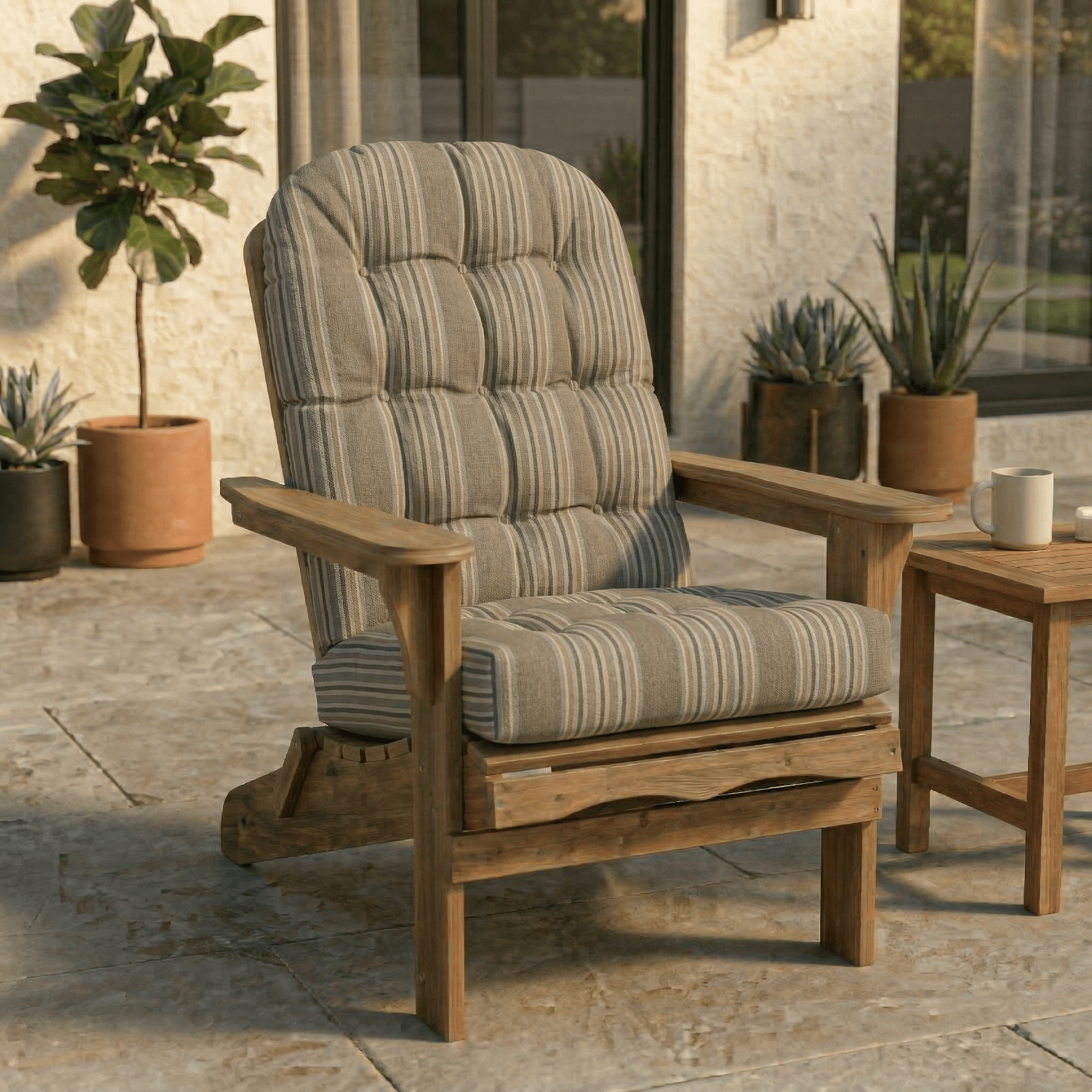Designer Select Stripes Tufted Adirondack Chair Cushion - RSH Decor