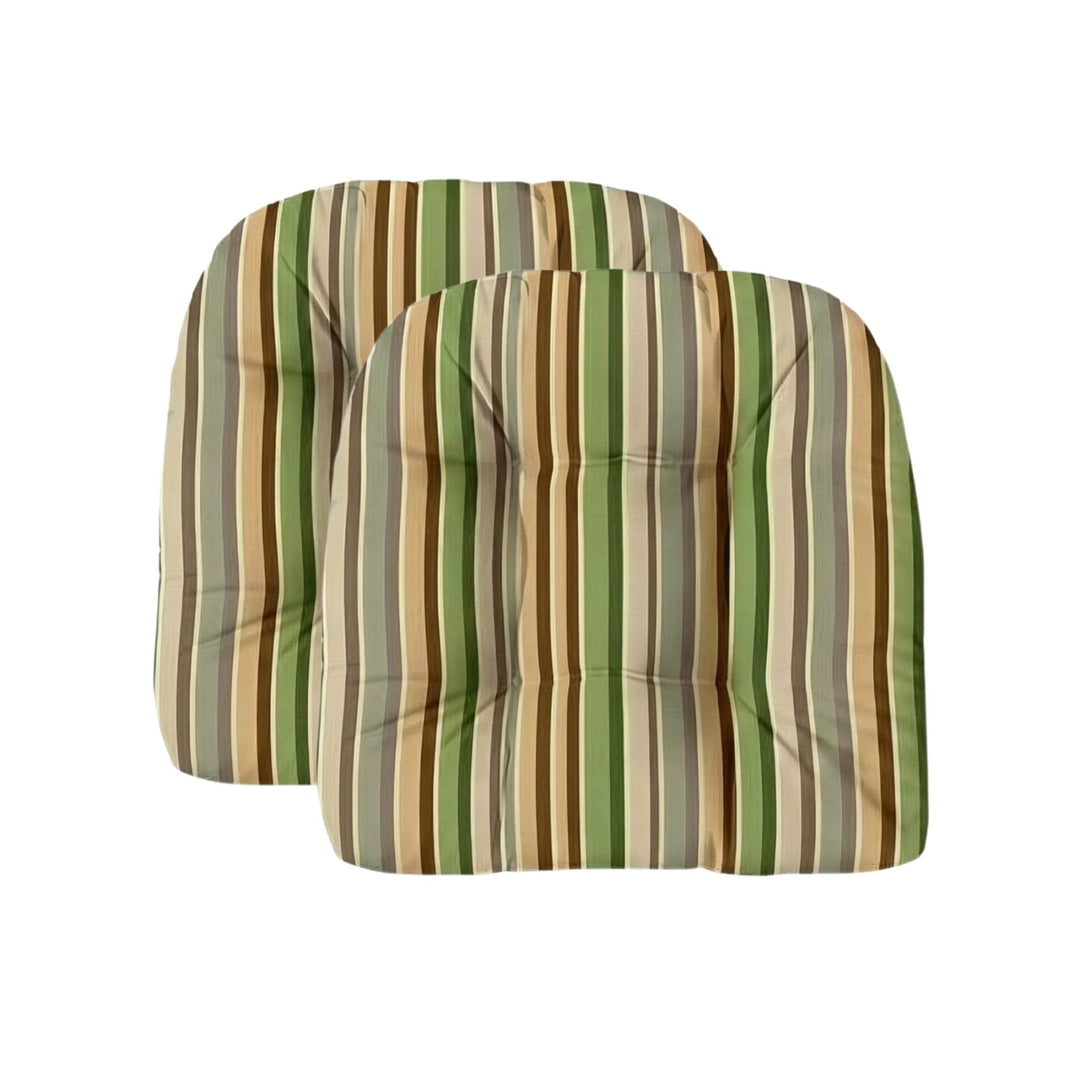 Designer Select Stripes Tufted U - Shape Wicker Seat Cushion - RSH Decor