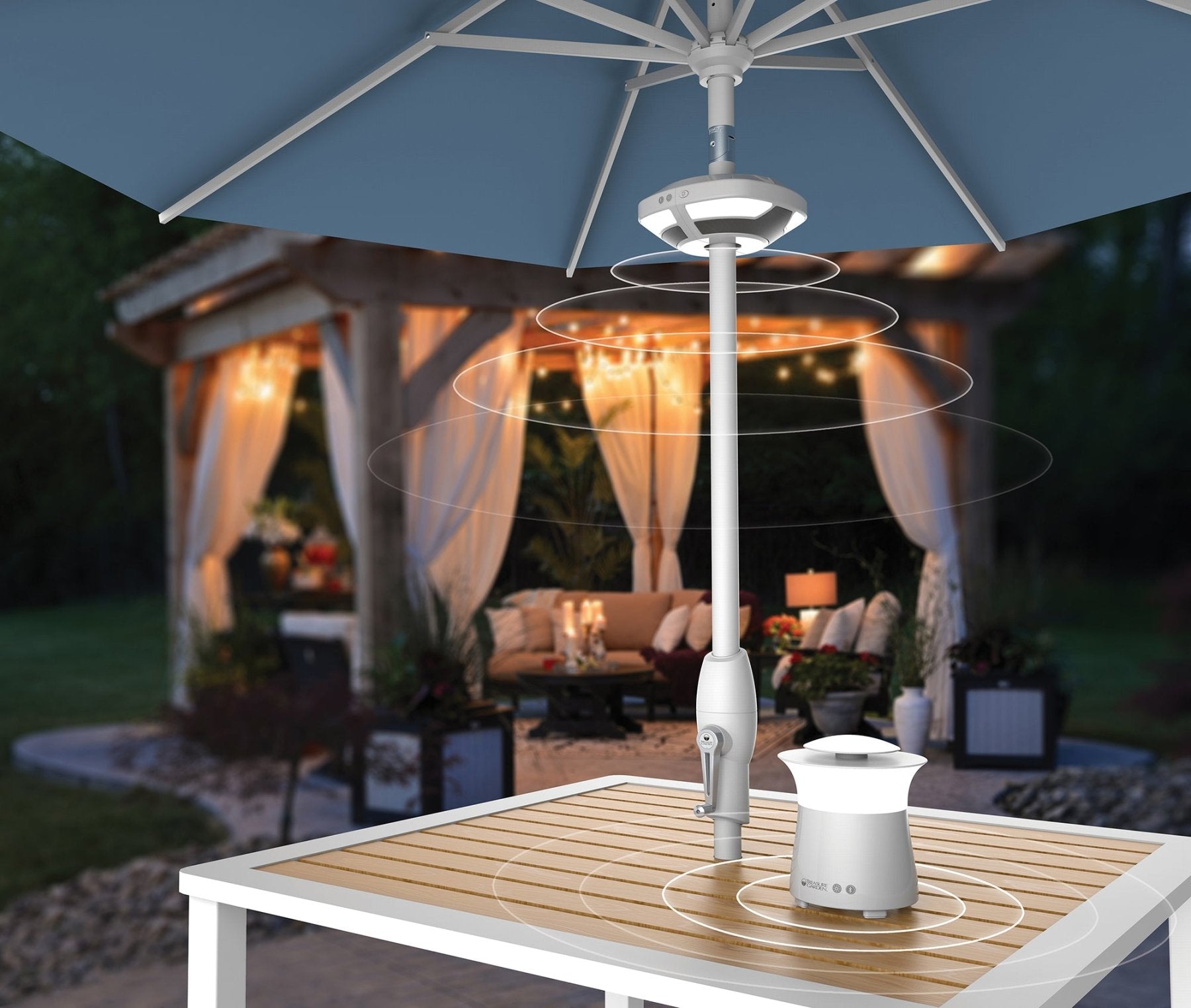 ion audio patio mate umbrella light & bluetooth speaker EVO Dual-Light Sound Pod with Bluetooth® Speaker