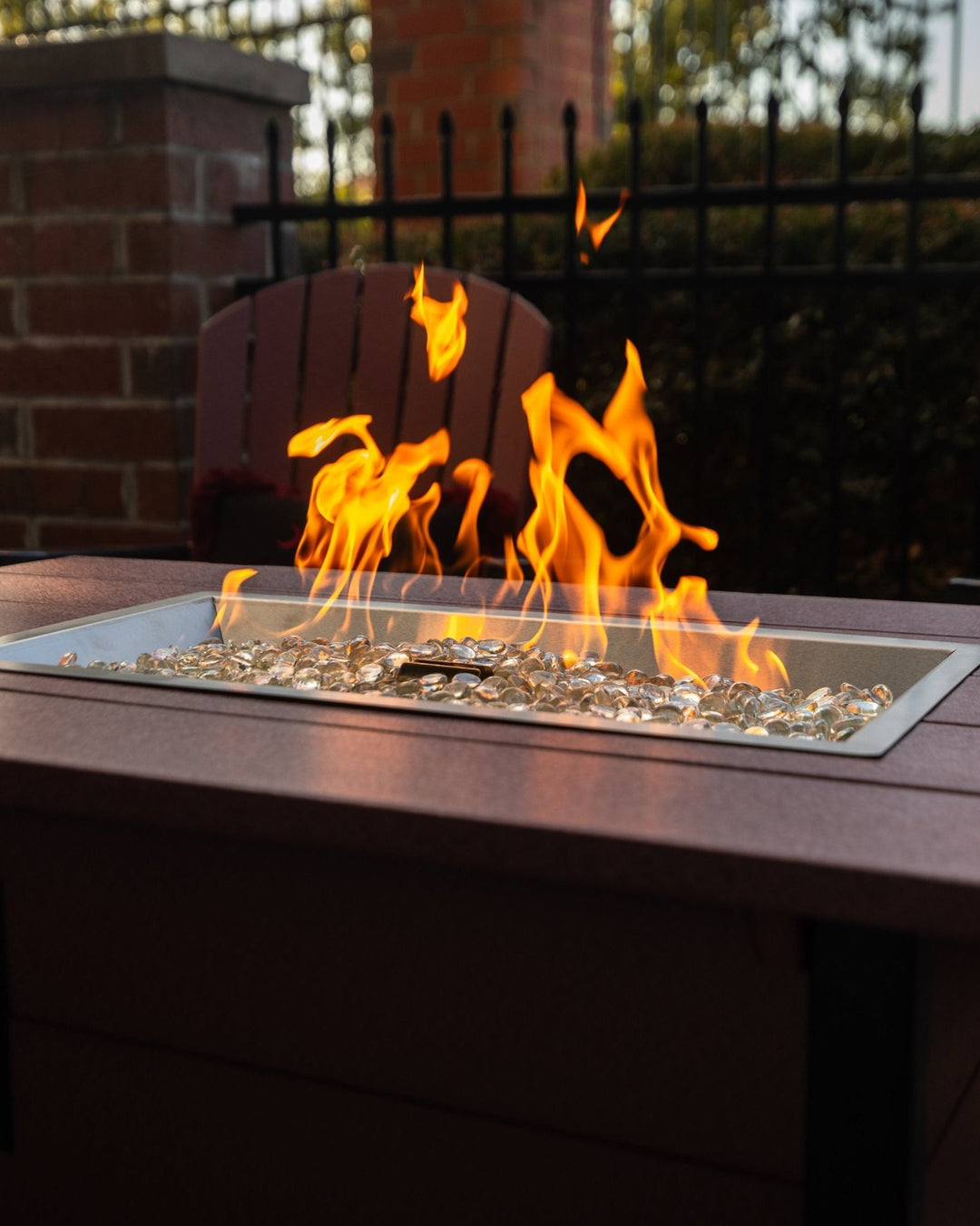 Fanback Classic Adirondack Chairs and Stanton Fire Table Set | Garnet & Black Collection - RSH Decor