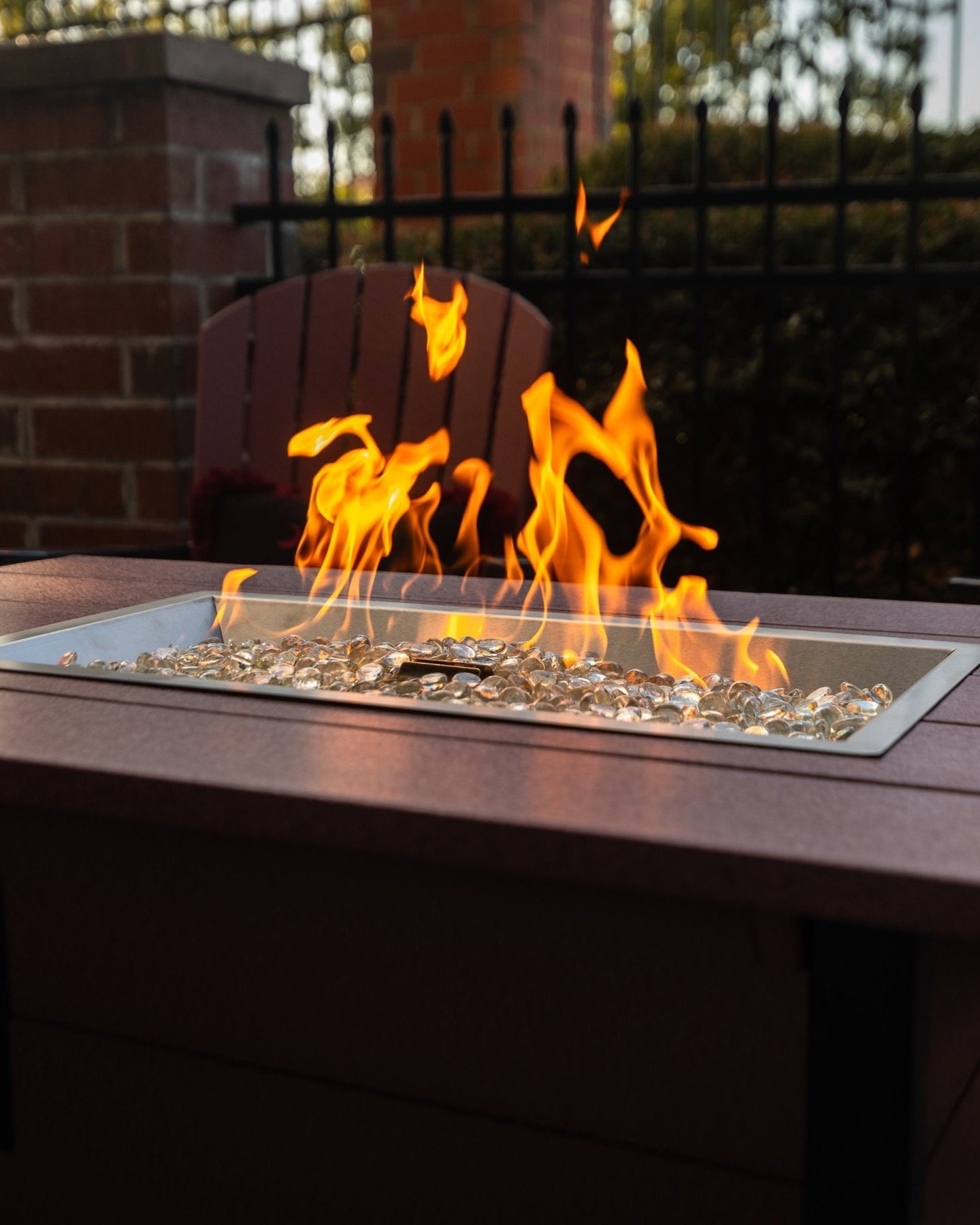 Fire Design Chair Fanback Classic Adirondack Chairs and Stanton Fire Table Set | Garnet ...