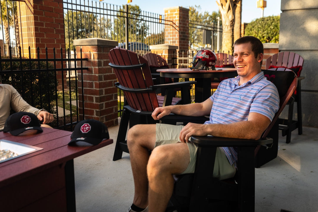 Fanback Swivel Glider Chairs and Stanton Fire Table Set | Garnet & Black Collection - RSH Decor