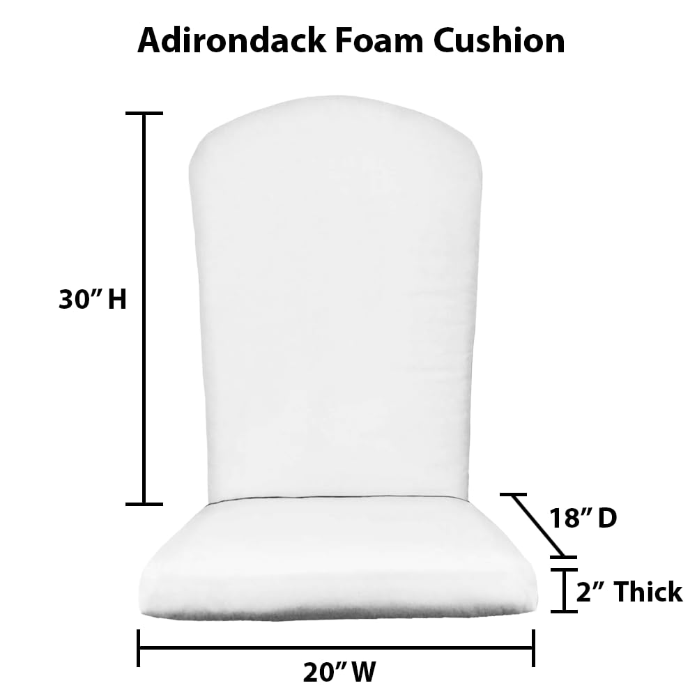 Foam Adirondack Cushion | 41" H x 19" W x 2" Thick | Sunbrella Performance Fabric | Sunbrella Canvas Charcoal Grey - RSH Decor