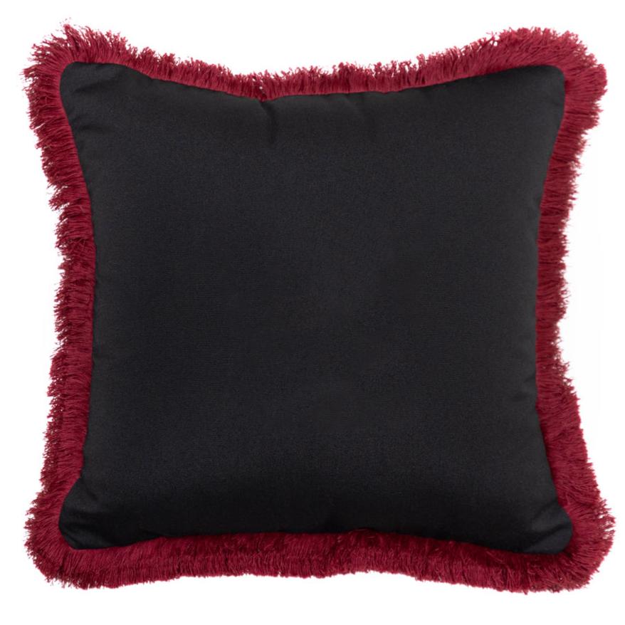 Garnet & Black Carolina Fringe Pillow | Sunbrella Performance Fabric | Garnet & Black Collection - RSH Decor