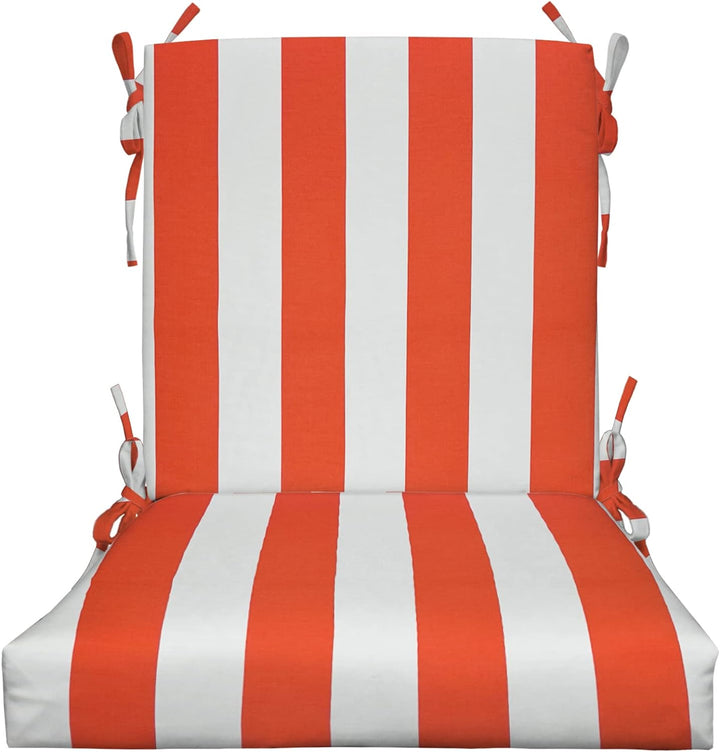 High Back Foam Chair Cushion | 44 x 22 x 3 | Coral & White Stripe | SUMMER FLASH SALE - RSH Decor