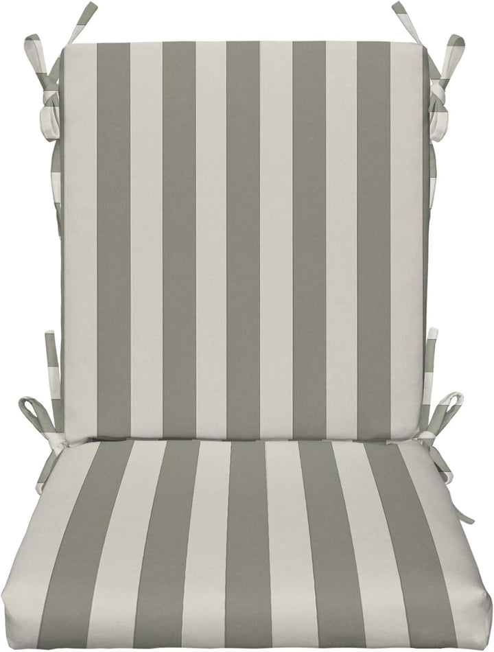 High Back Foam Chair Cushion | 44 x 22 x 3 | Grey & White Stripe | SUMMER FLASH SALE - RSH Decor