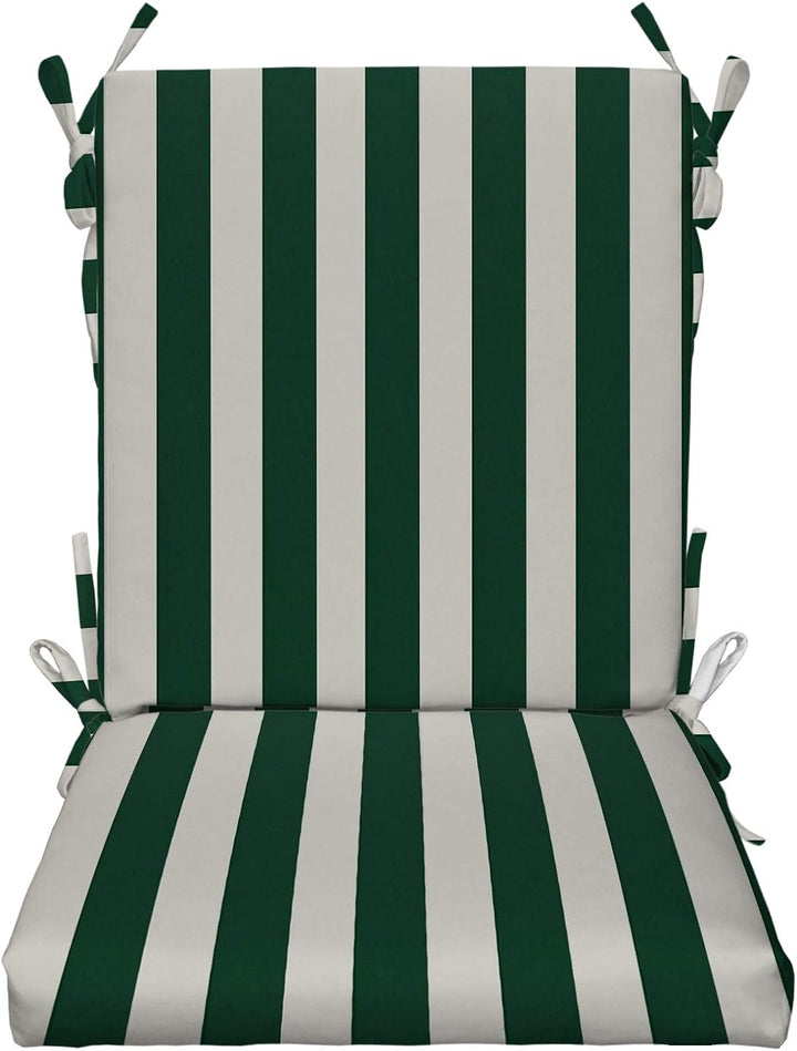 High Back Foam Chair Cushion | 44 x 22 x 3 | Hunter Green & White Stripe | SUMMER FLASH SALE - RSH Decor