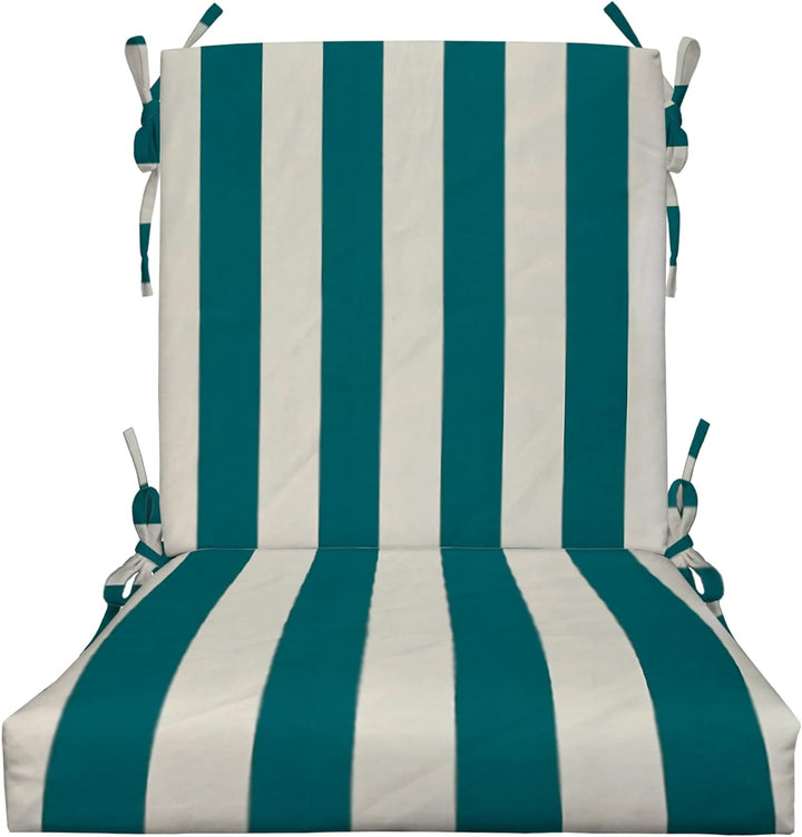 High Back Foam Chair Cushion | 44 x 22 x 3 | Peacock & White Stripe | SUMMER FLASH SALE - RSH Decor