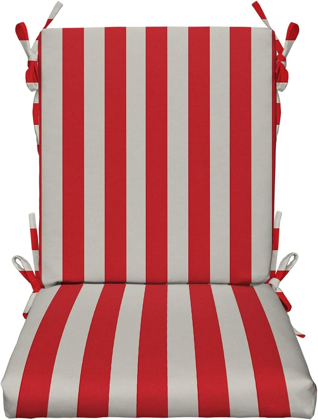 High Back Foam Chair Cushion | 44 x 22 x 3 | Red & White Stripe | SUMMER FLASH SALE - RSH Decor