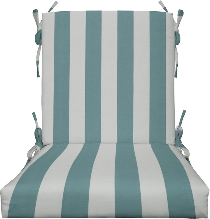 High Back Foam Chair Cushion | 44 x 22 x 3 | Spa Blue & White Stripe | SUMMER FLASH SALE - RSH Decor