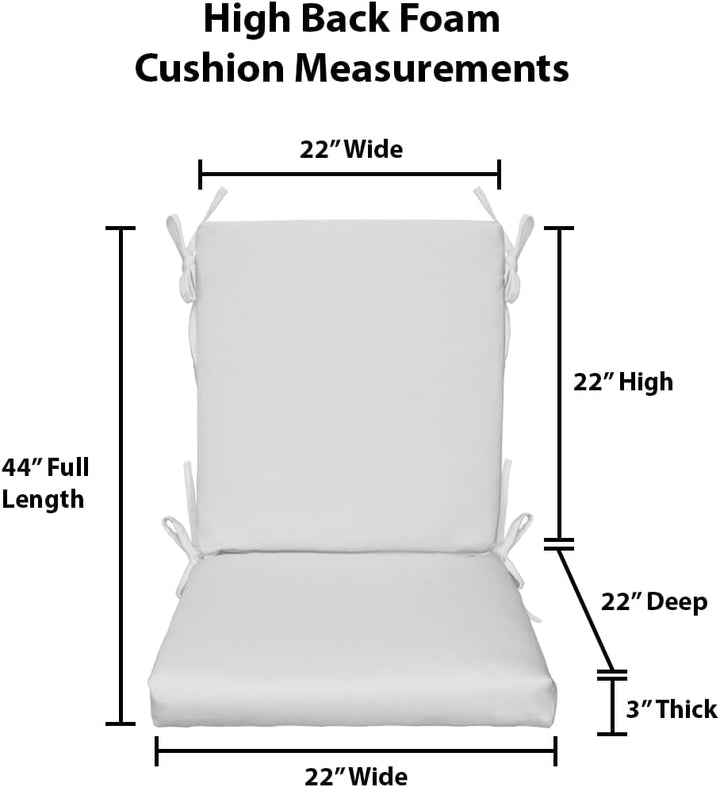 High Back Foam Chair Cushion | 44 x 22 x 3 | Yellow & White Stripe | SUMMER FLASH SALE - RSH Decor