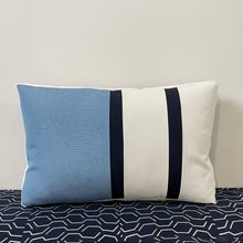 Sunbrella Duo Stripe Lumbar Pillow in Air Blue/Navy