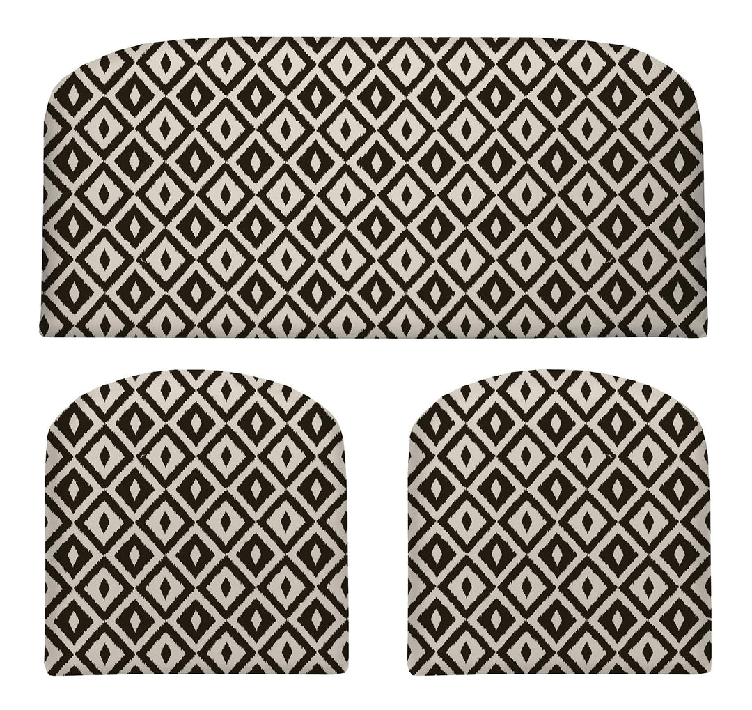 Indoor Outdoor 3 Piece Wicker Patio Cushion Set, All Weather, Water & Fade Resistant Polyester Fabric, 1 Loveseat Cushion 41” x 19” x 3” & 2 U - Shape Chair Cushions 19” x 19” x 3” - RSH Decor