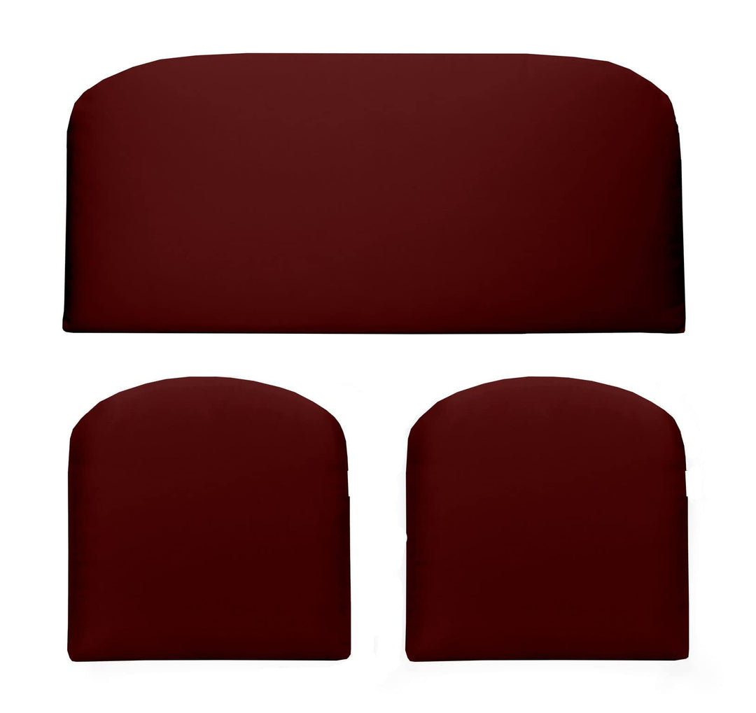 Indoor Outdoor 3 Piece Wicker Patio Cushion Set, All Weather, Water & Fade Resistant Polyester Fabric, 1 Loveseat Cushion 41” x 19” x 3” & 2 U - Shape Chair Cushions 19” x 19” x 3” - RSH Decor