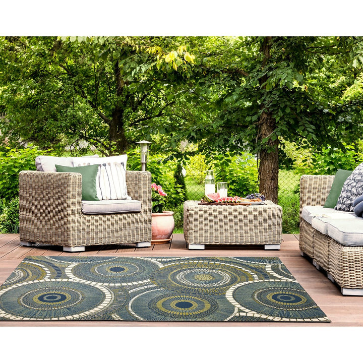 Liora Manne Marina Circles Indoor/Outdoor Rug | Azure - RSH Decor