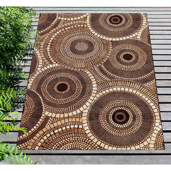 Liora Manne Marina Circles Indoor/Outdoor Rug | Brown - RSH Decor