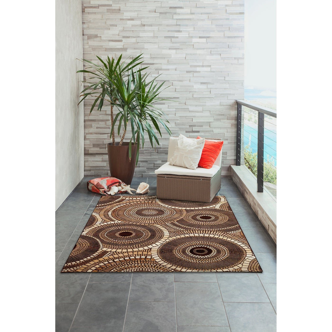 Liora Manne Marina Circles Indoor/Outdoor Rug | Brown - RSH Decor