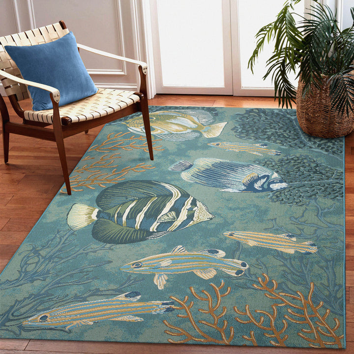 Liora Manne Marina Fish Indoor/Outdoor Rug | Aqua - RSH Decor