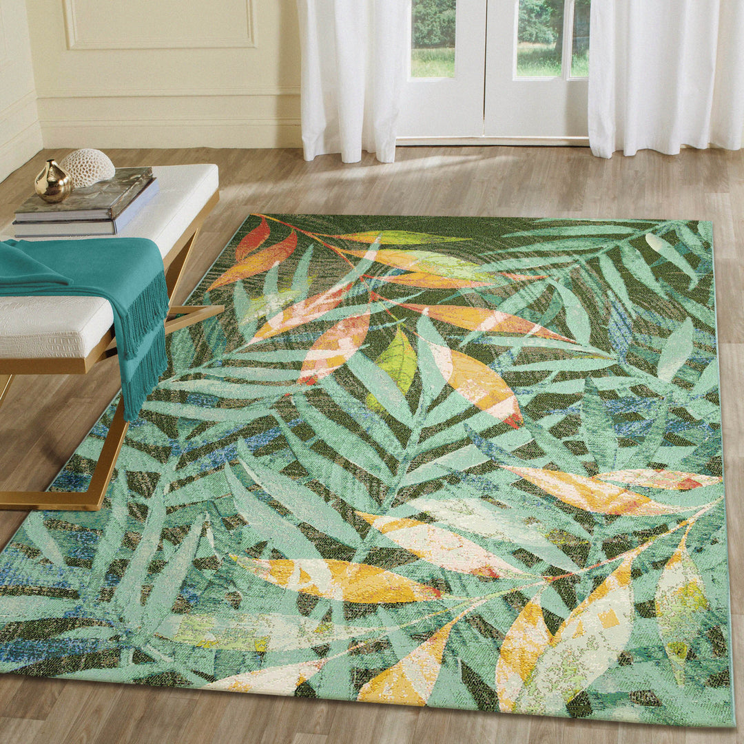 Liora Manne Marina Leaves Indoor/Outdoor Rug | Blue - RSH Decor