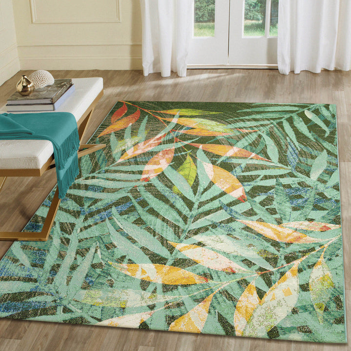 Liora Manne Marina Leaves Indoor/Outdoor Rug | Blue - RSH Decor